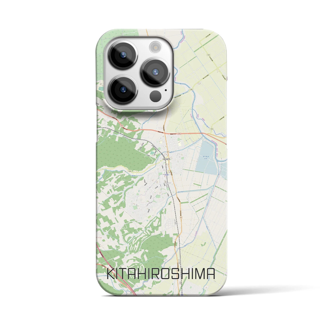 【北広島】地図柄iPhoneケース（バックカバータイプ・ナチュラル）iPhone 14 Pro 用