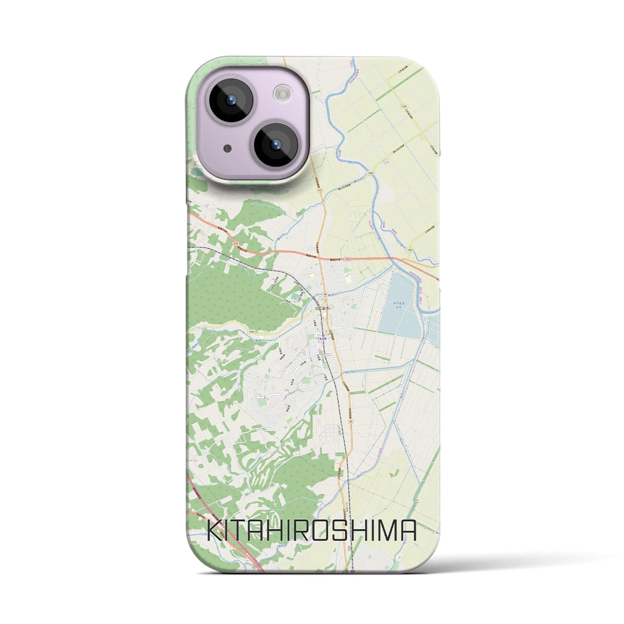 【北広島】地図柄iPhoneケース（バックカバータイプ・ナチュラル）iPhone 14 用
