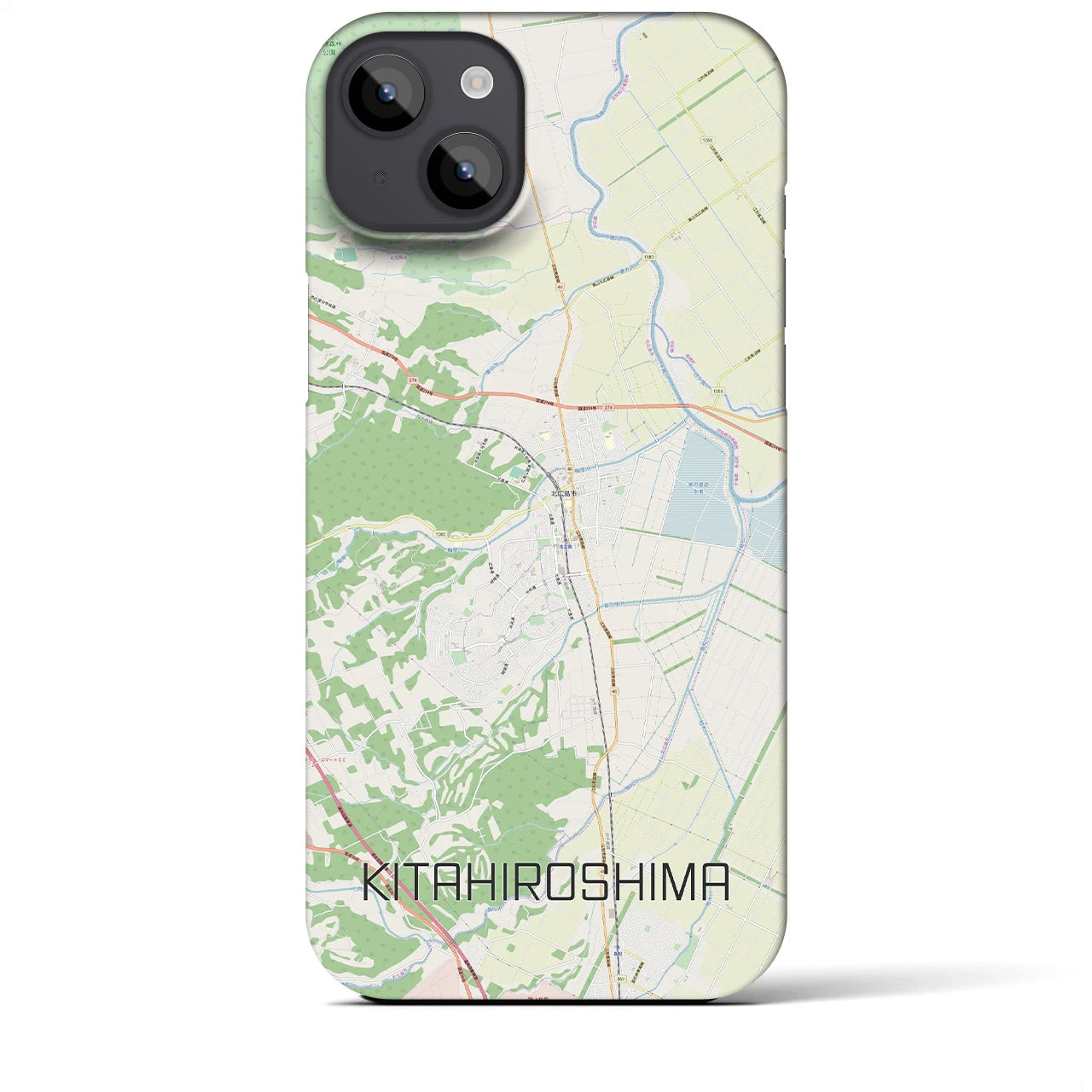 【北広島】地図柄iPhoneケース（バックカバータイプ・ナチュラル）iPhone 14 Plus 用