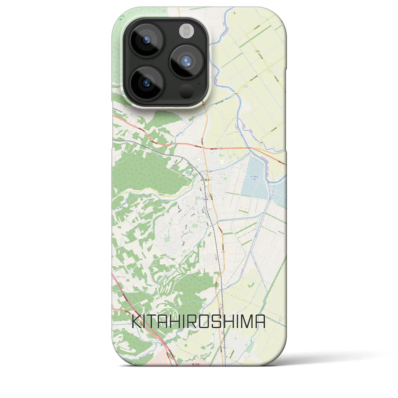 【北広島】地図柄iPhoneケース（バックカバータイプ・ナチュラル）iPhone 15 Pro Max 用