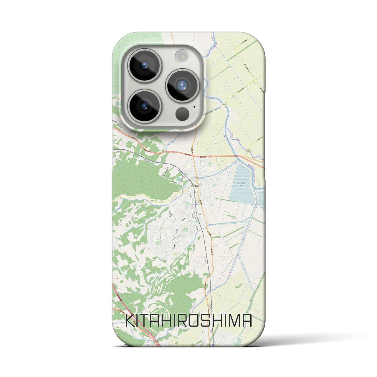 【北広島】地図柄iPhoneケース（バックカバータイプ・ナチュラル）iPhone 15 Pro 用