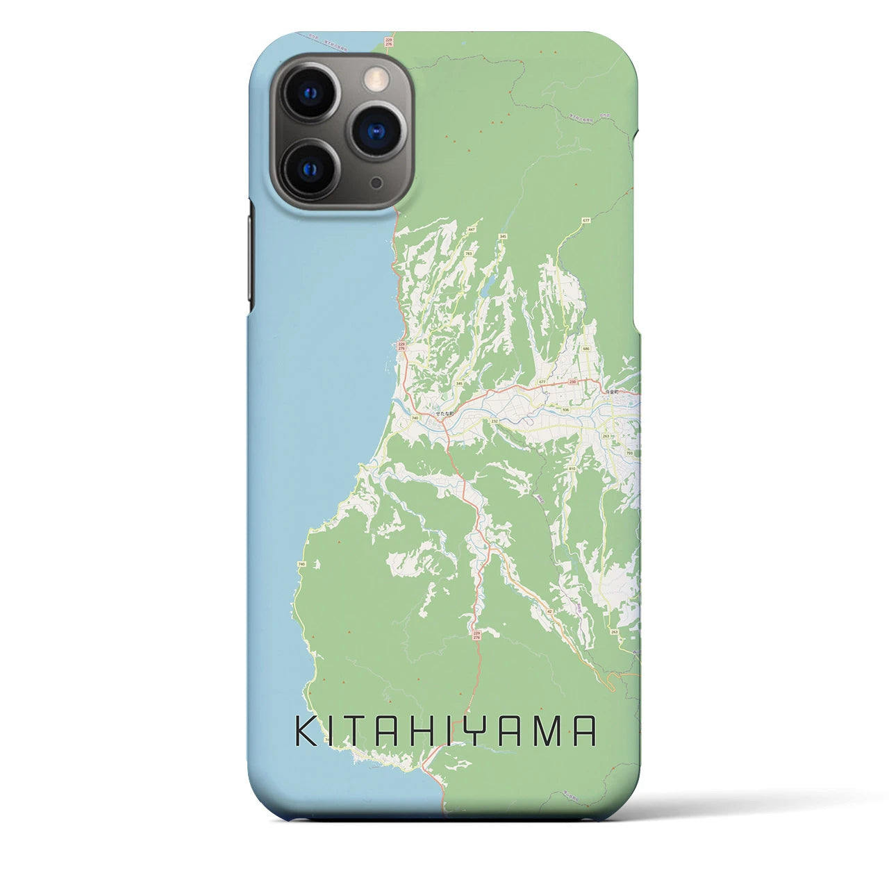 【北檜山】地図柄iPhoneケース（バックカバータイプ・ナチュラル）iPhone 11 Pro Max 用
