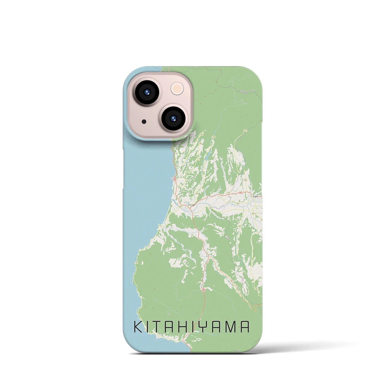 【北檜山】地図柄iPhoneケース（バックカバータイプ・ナチュラル）iPhone 13 mini 用