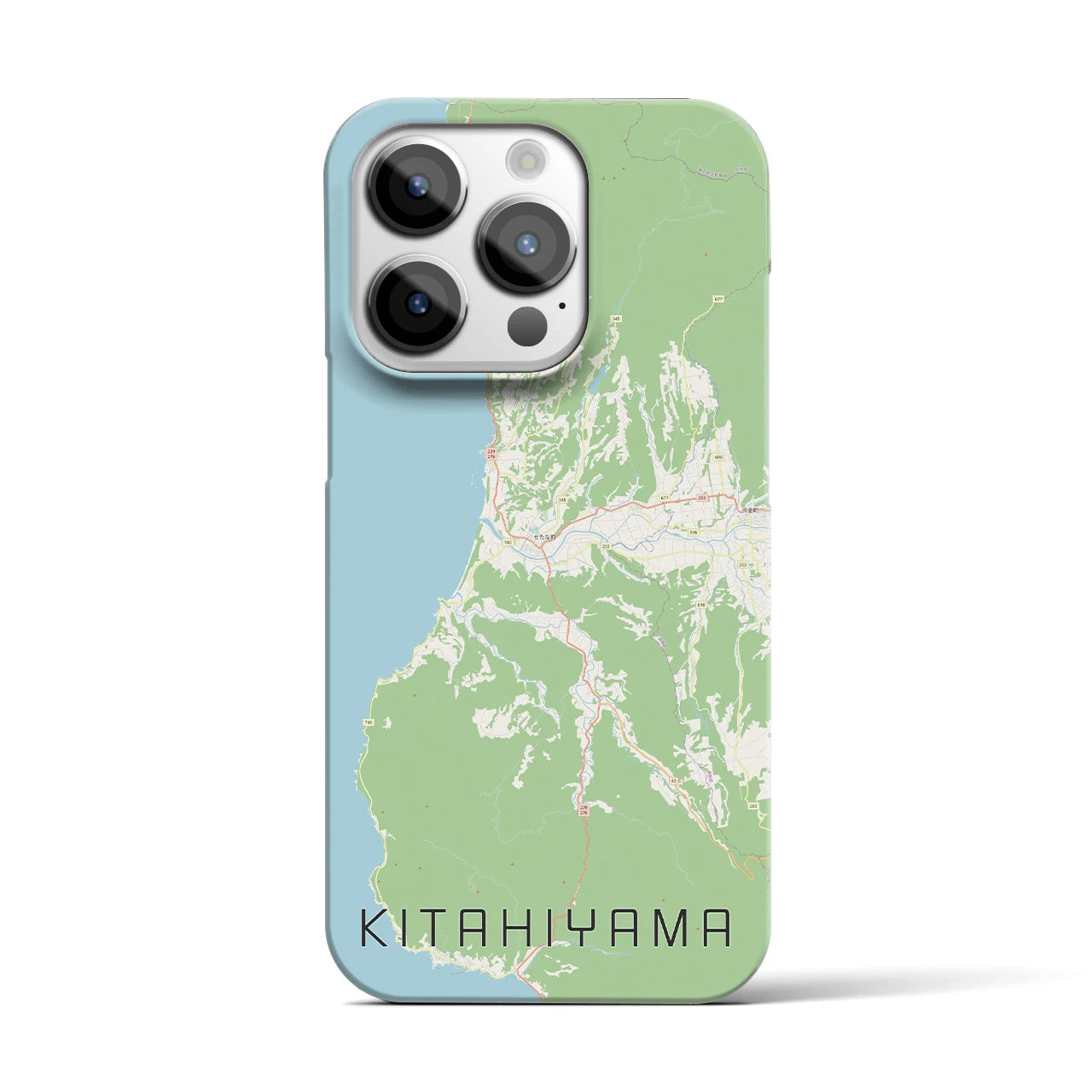【北檜山】地図柄iPhoneケース（バックカバータイプ・ナチュラル）iPhone 14 Pro 用