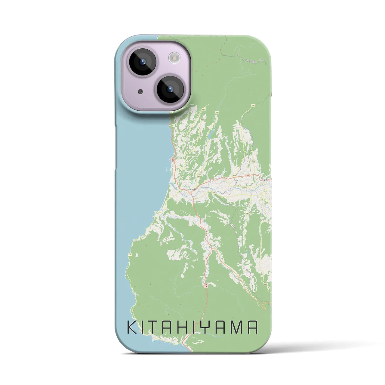 【北檜山】地図柄iPhoneケース（バックカバータイプ・ナチュラル）iPhone 14 用