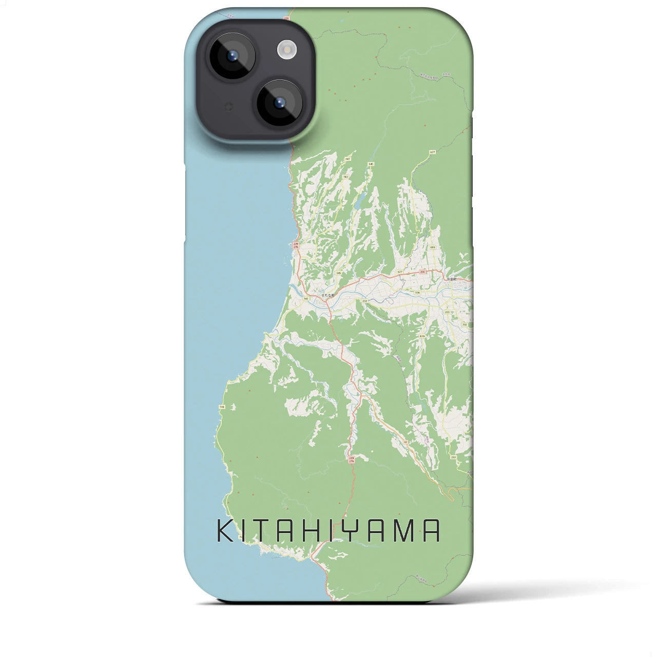 【北檜山】地図柄iPhoneケース（バックカバータイプ・ナチュラル）iPhone 14 Plus 用