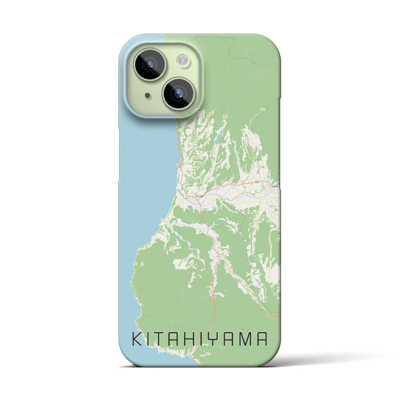 【北檜山】地図柄iPhoneケース（バックカバータイプ・ナチュラル）iPhone 15 用