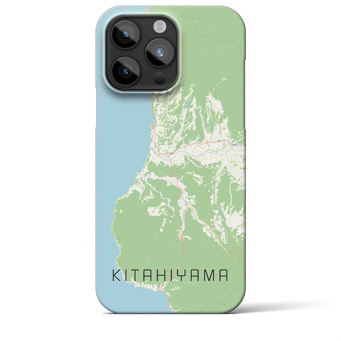 【北檜山】地図柄iPhoneケース（バックカバータイプ・ナチュラル）iPhone 15 Pro Max 用