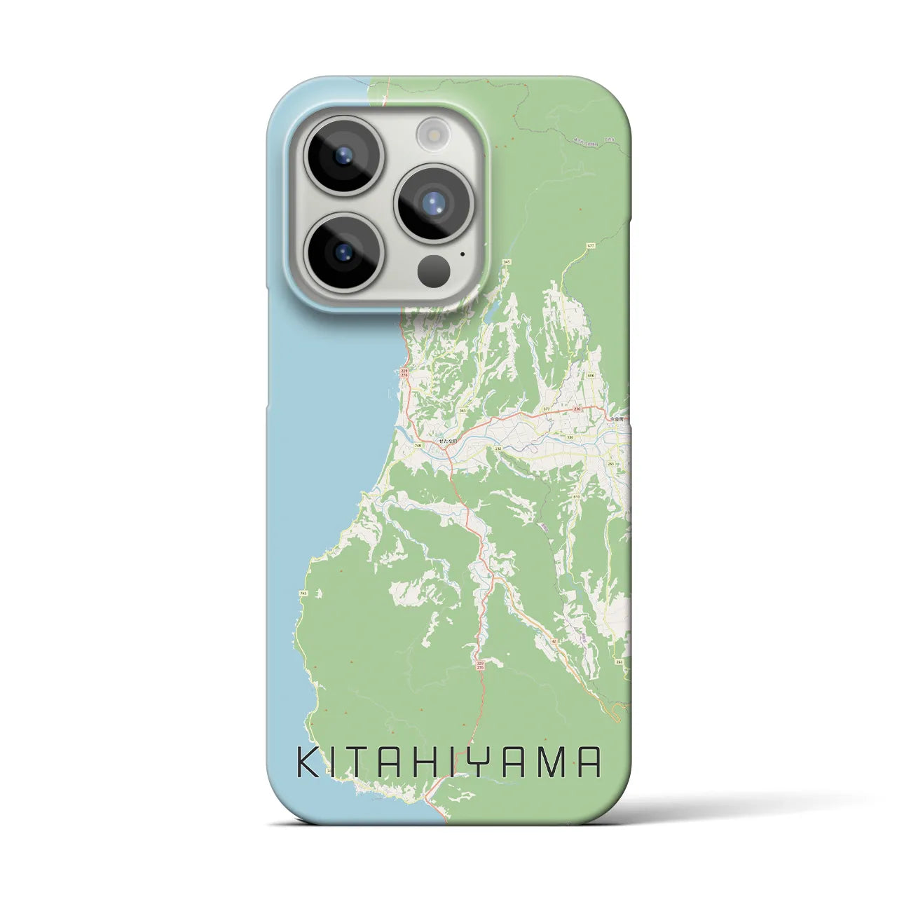 【北檜山】地図柄iPhoneケース（バックカバータイプ・ナチュラル）iPhone 15 Pro 用