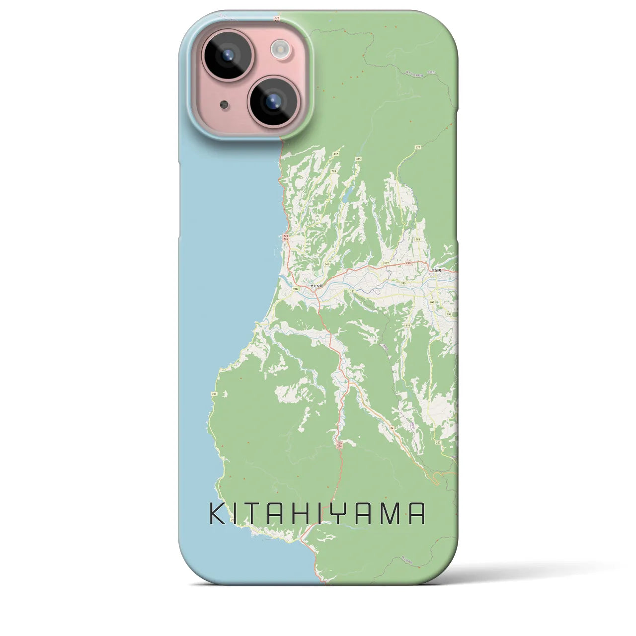 【北檜山】地図柄iPhoneケース（バックカバータイプ・ナチュラル）iPhone 15 Plus 用