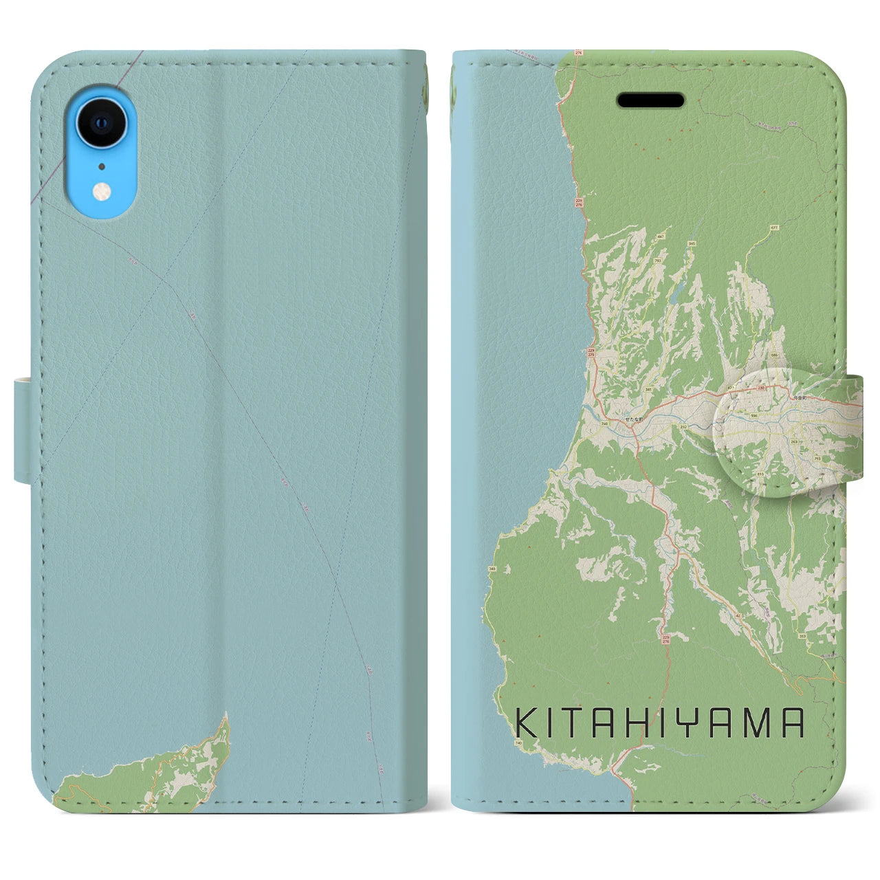 【北檜山】地図柄iPhoneケース（手帳両面タイプ・ナチュラル）iPhone XR 用