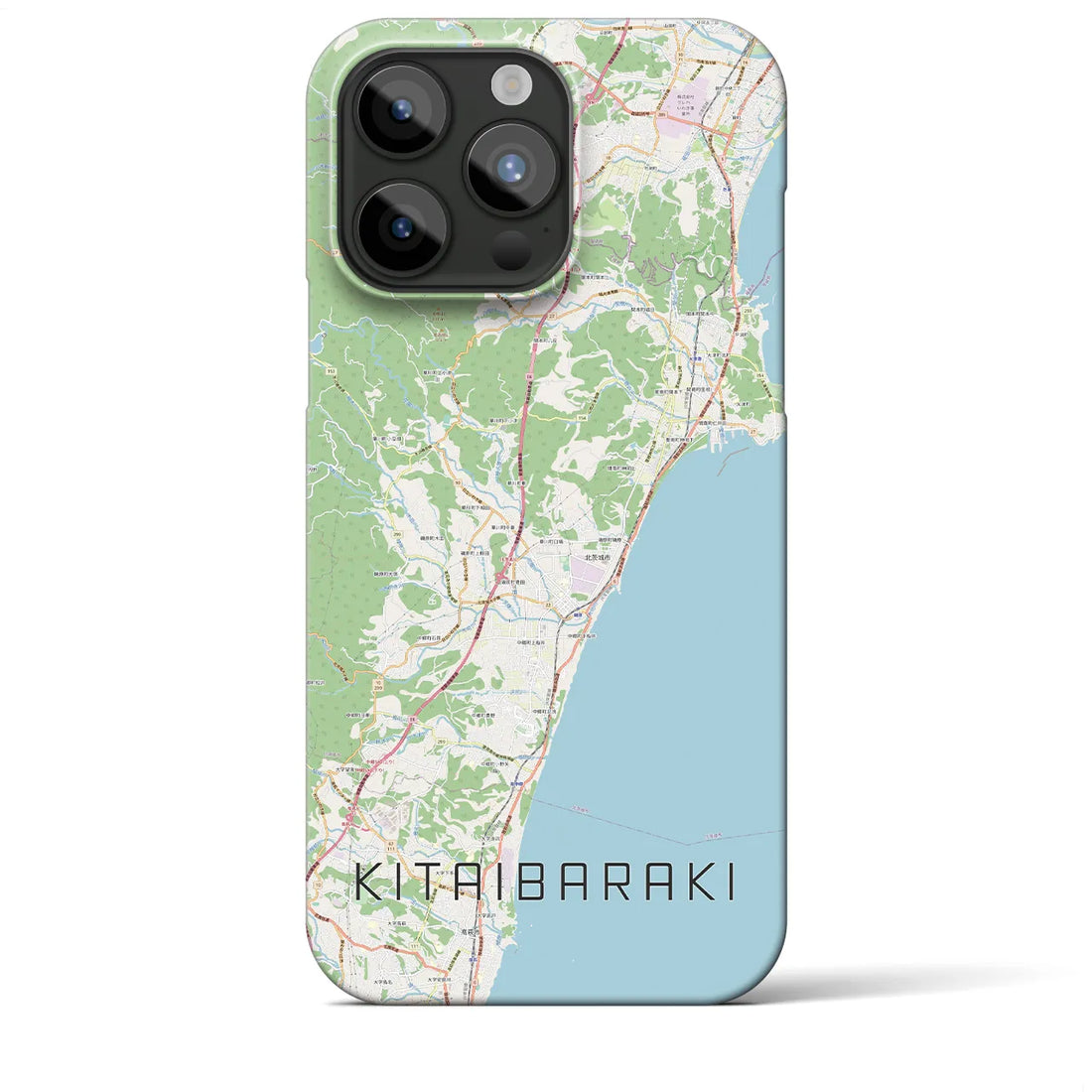 【北茨城】地図柄iPhoneケース（バックカバータイプ・ナチュラル）iPhone 15 Pro Max 用