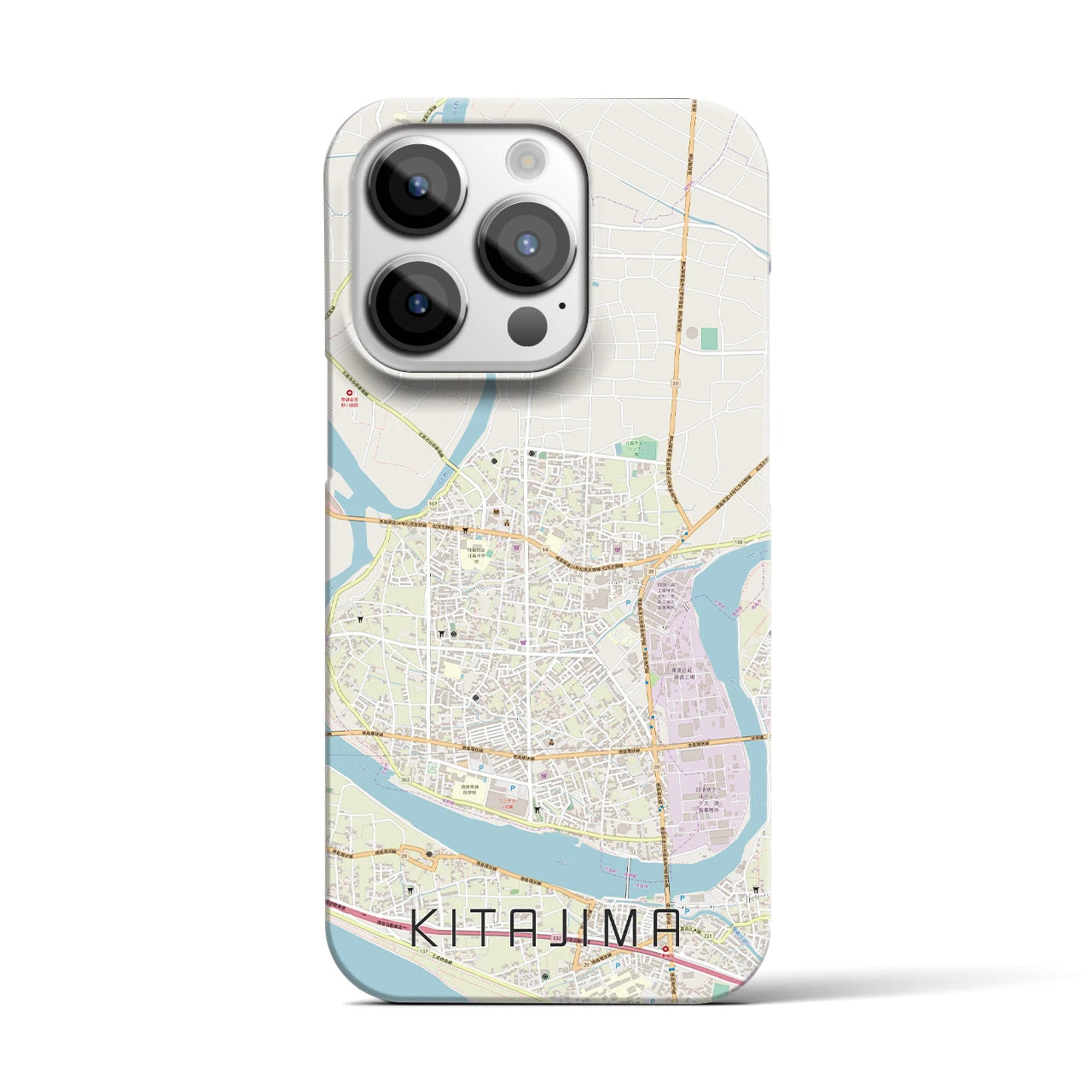 【北島】地図柄iPhoneケース（バックカバータイプ・ナチュラル）iPhone 14 Pro 用