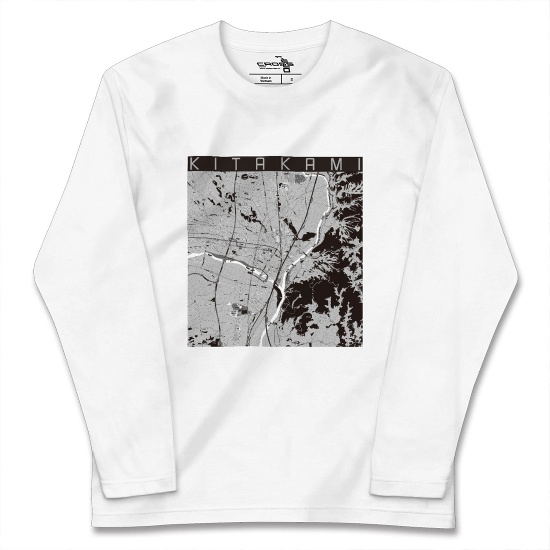 【北上(岩手県)】地図柄ロングスリーブTシャツ