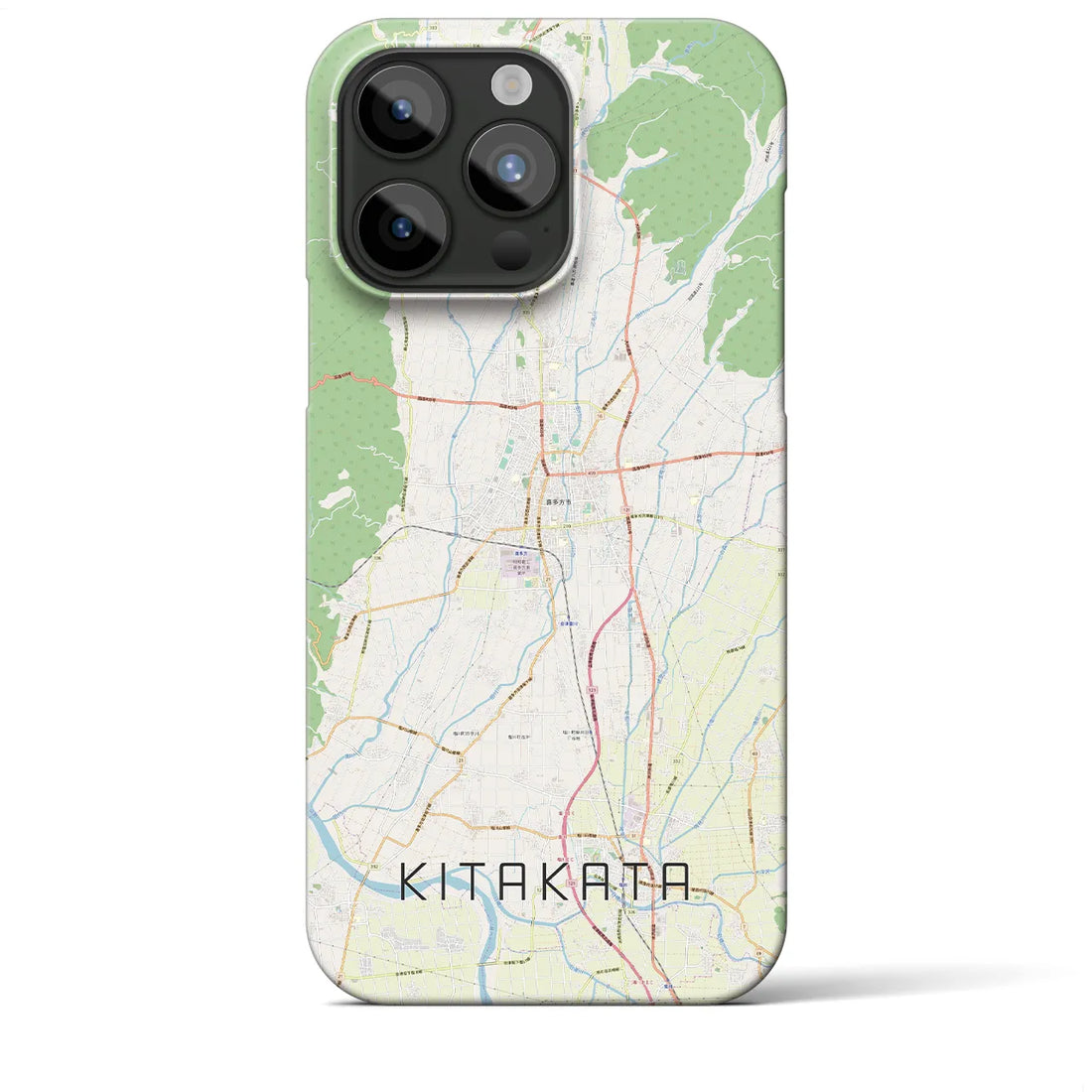 【喜多方】地図柄iPhoneケース（バックカバータイプ・ナチュラル）iPhone 15 Pro Max 用