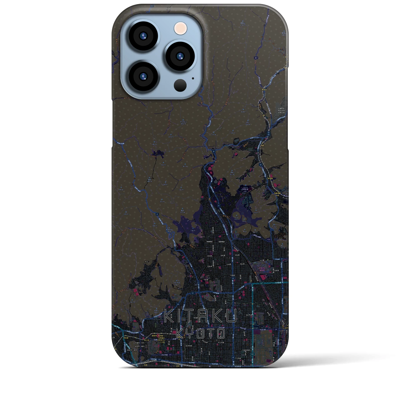 【北区（京都市）】地図柄iPhoneケース（バックカバータイプ・ブラック）iPhone 13 Pro Max 用