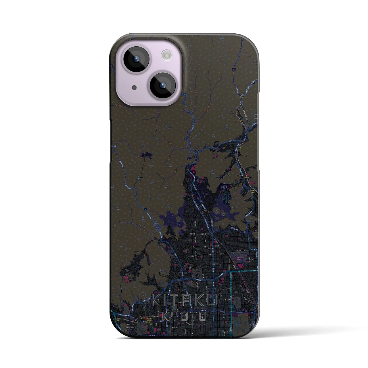 【北区（京都市）】地図柄iPhoneケース（バックカバータイプ・ブラック）iPhone 14 用