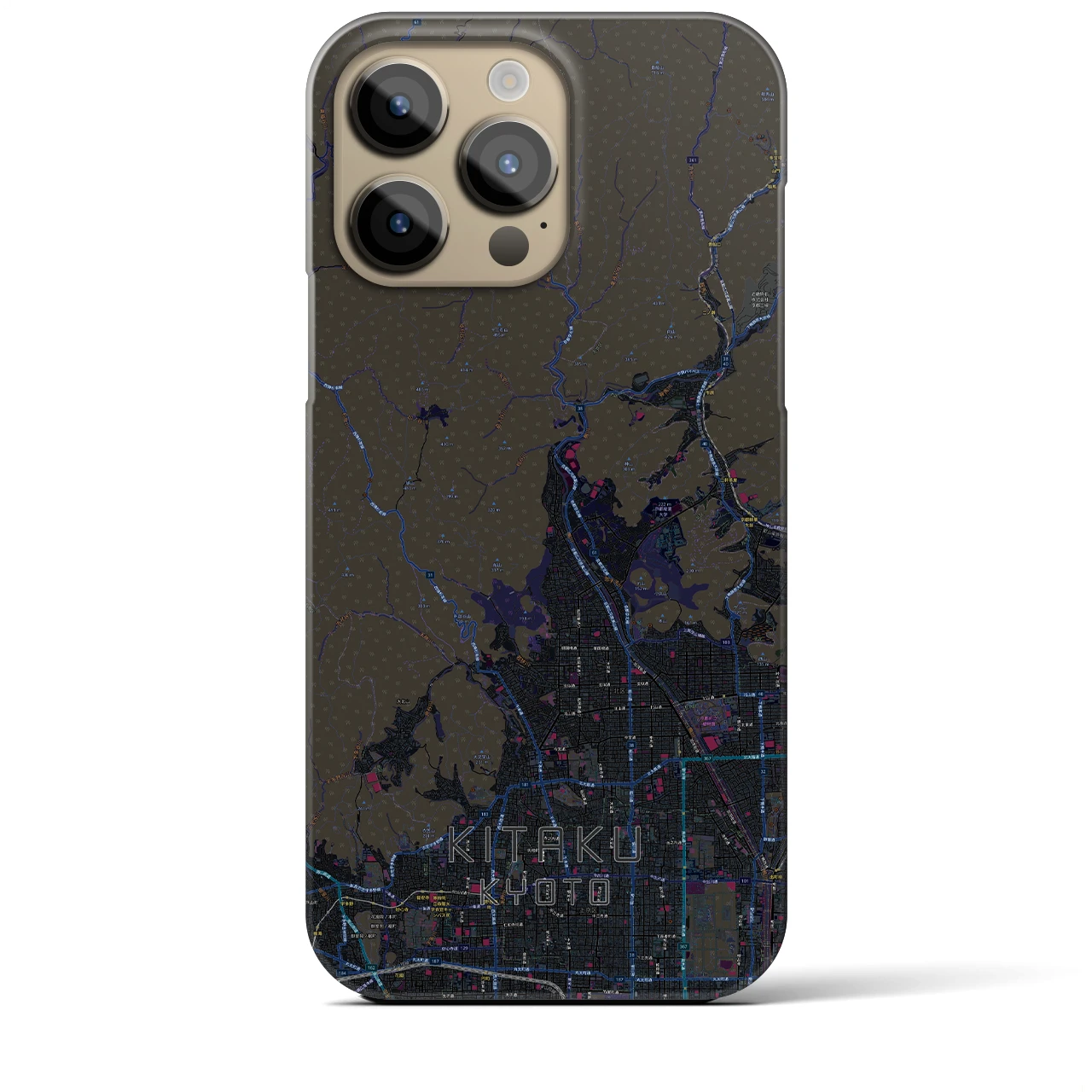 【北区（京都市）】地図柄iPhoneケース（バックカバータイプ・ブラック）iPhone 14 Pro Max 用