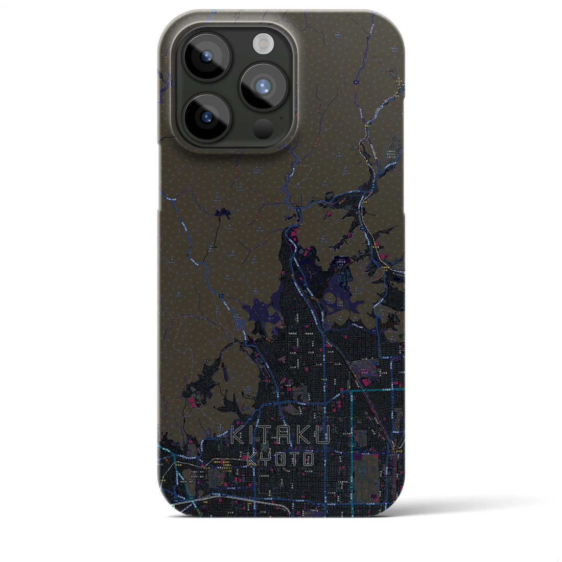 【北区（京都市）】地図柄iPhoneケース（バックカバータイプ・ブラック）iPhone 15 Pro Max 用