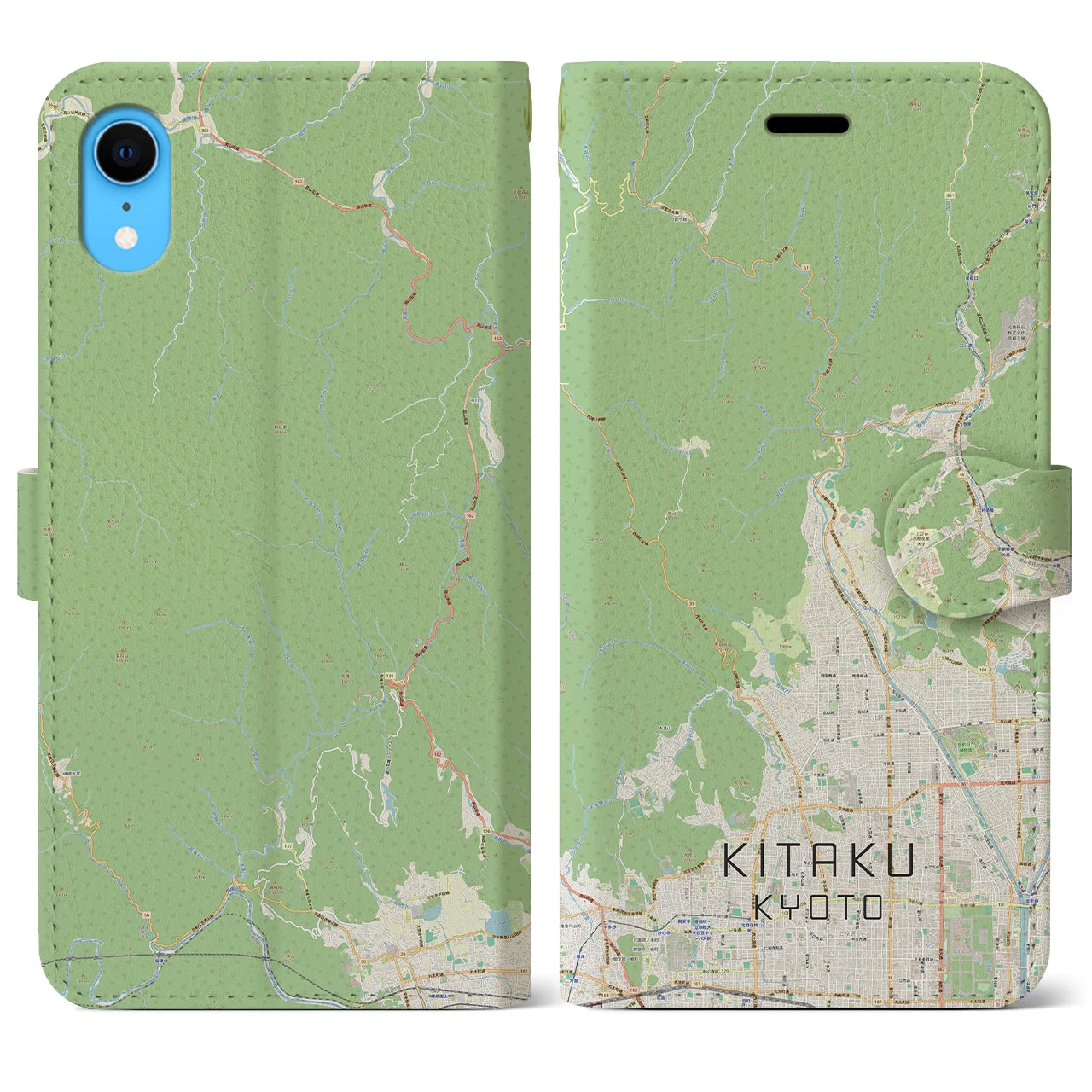 【北区（京都市）】地図柄iPhoneケース（手帳両面タイプ・ナチュラル）iPhone XR 用