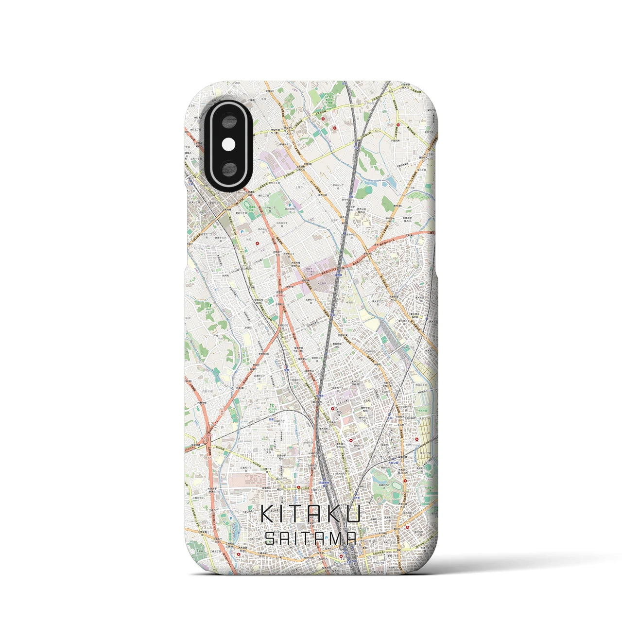 【北区（さいたま市）】地図柄iPhoneケース（バックカバータイプ・ナチュラル）iPhone XS / X 用