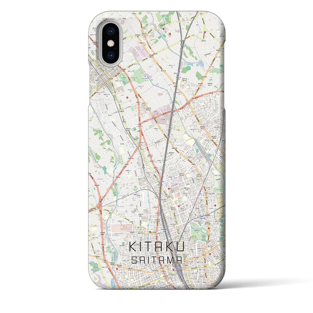 【北区（さいたま市）】地図柄iPhoneケース（バックカバータイプ・ナチュラル）iPhone XS Max 用