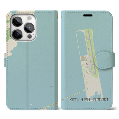 【北九州空港】地図柄iPhoneケース（手帳両面タイプ・ナチュラル）iPhone 14 Pro 用