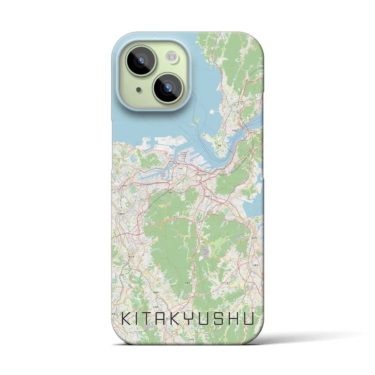 【北九州】地図柄iPhoneケース（バックカバータイプ・ナチュラル）iPhone 15 用
