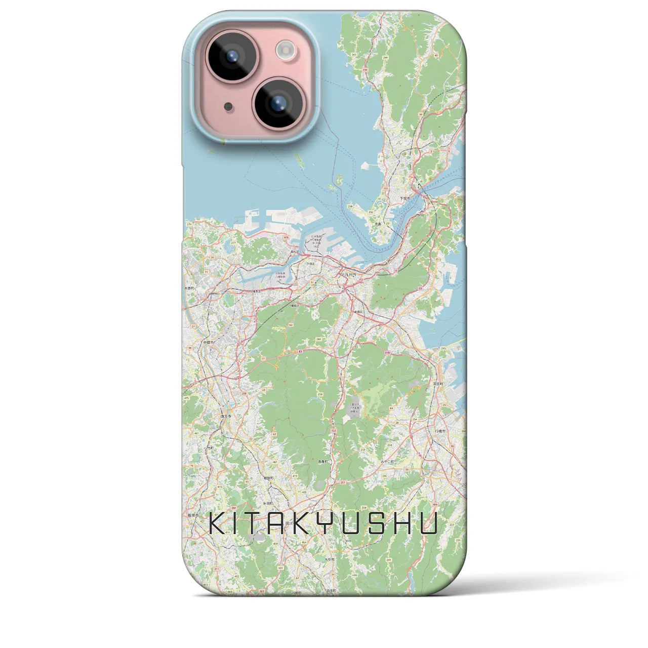 【北九州】地図柄iPhoneケース（バックカバータイプ・ナチュラル）iPhone 15 Plus 用