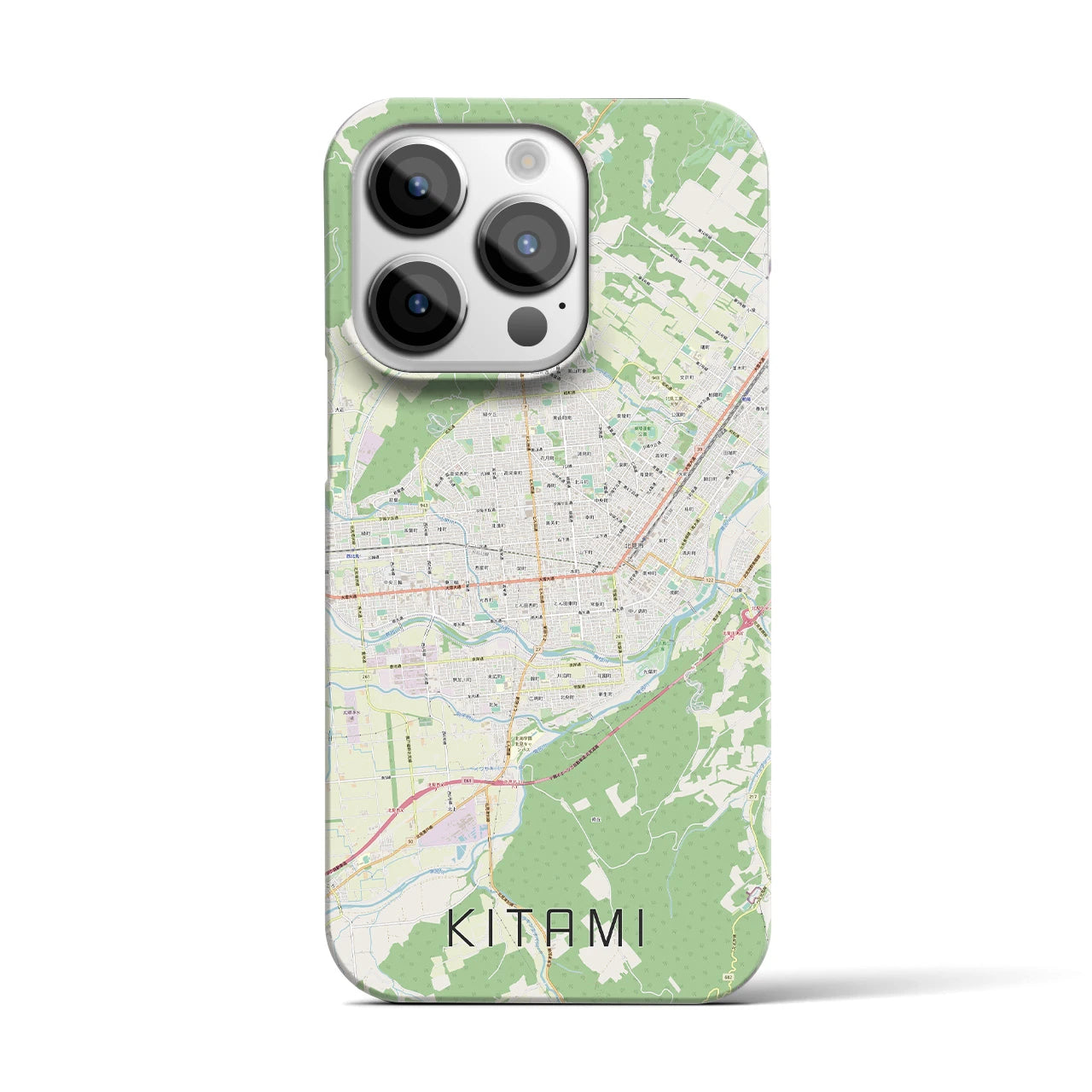 【北見】地図柄iPhoneケース（バックカバータイプ・ナチュラル）iPhone 14 Pro 用