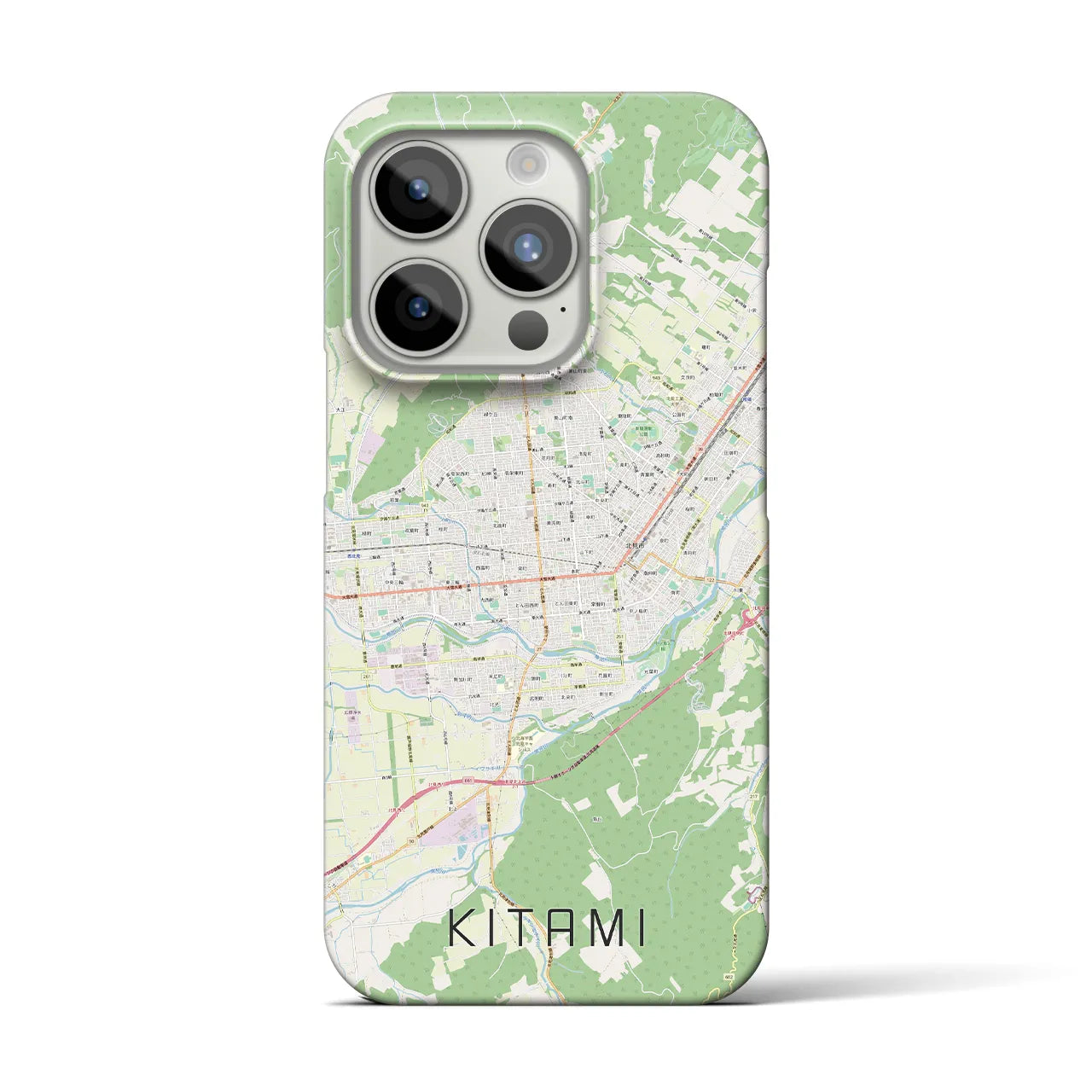【北見】地図柄iPhoneケース（バックカバータイプ・ナチュラル）iPhone 15 Pro 用