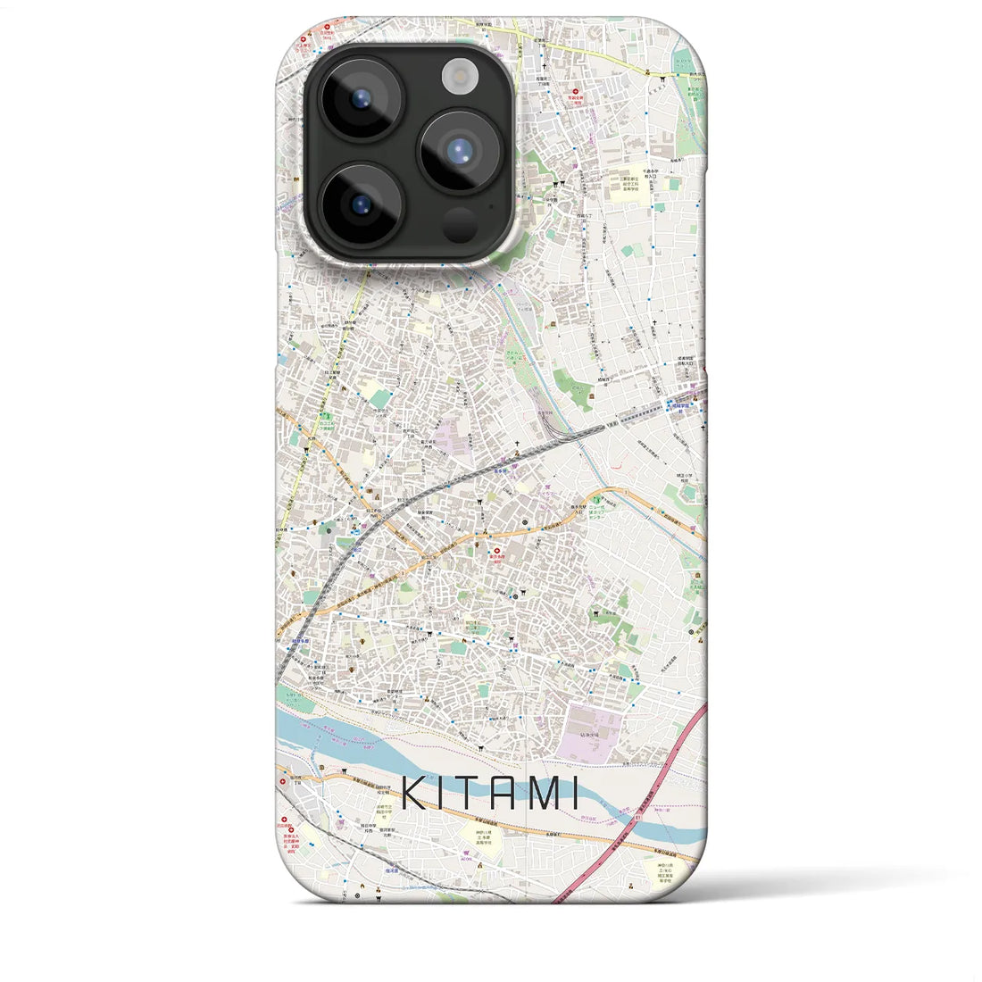 【喜多見】地図柄iPhoneケース（バックカバータイプ・ナチュラル）iPhone 15 Pro Max 用