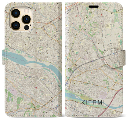 【喜多見（東京都）】地図柄iPhoneケース（手帳タイプ）ナチュラル・iPhone 12 Pro Max 用