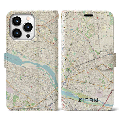 【喜多見（東京都）】地図柄iPhoneケース（手帳タイプ）ナチュラル・iPhone 13 Pro 用