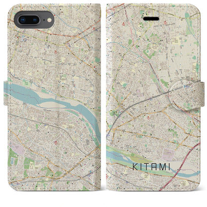 【喜多見（東京都）】地図柄iPhoneケース（手帳タイプ）ナチュラル・iPhone 8Plus /7Plus / 6sPlus / 6Plus 用