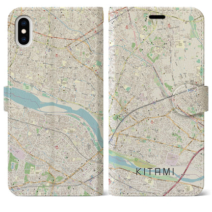 【喜多見（東京都）】地図柄iPhoneケース（手帳タイプ）ナチュラル・iPhone XS Max 用