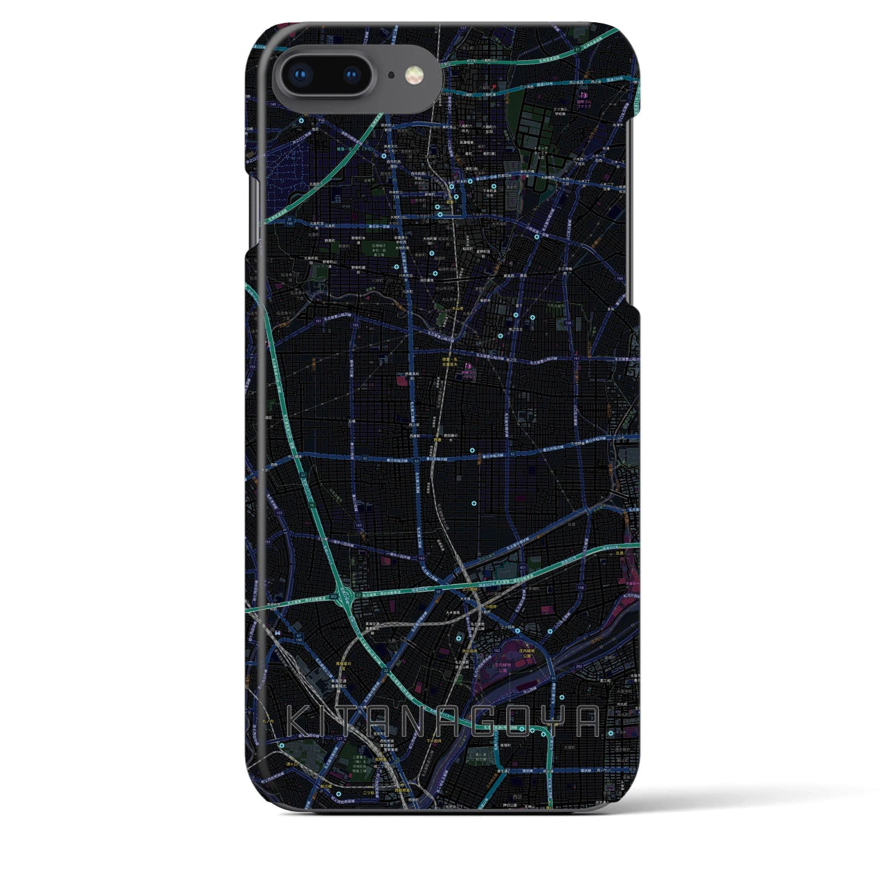 【北名古屋】地図柄iPhoneケース（バックカバータイプ・ブラック）iPhone 8Plus /7Plus / 6sPlus / 6Plus 用
