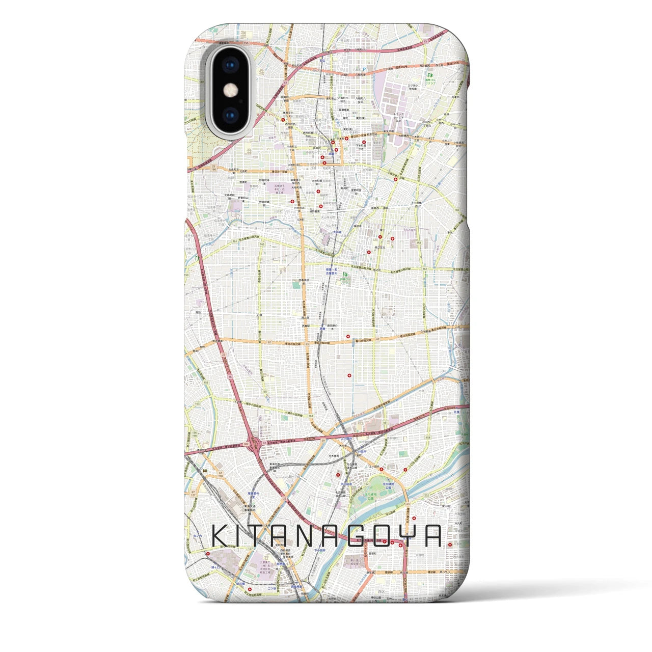 【北名古屋】地図柄iPhoneケース（バックカバータイプ・ナチュラル）iPhone XS Max 用