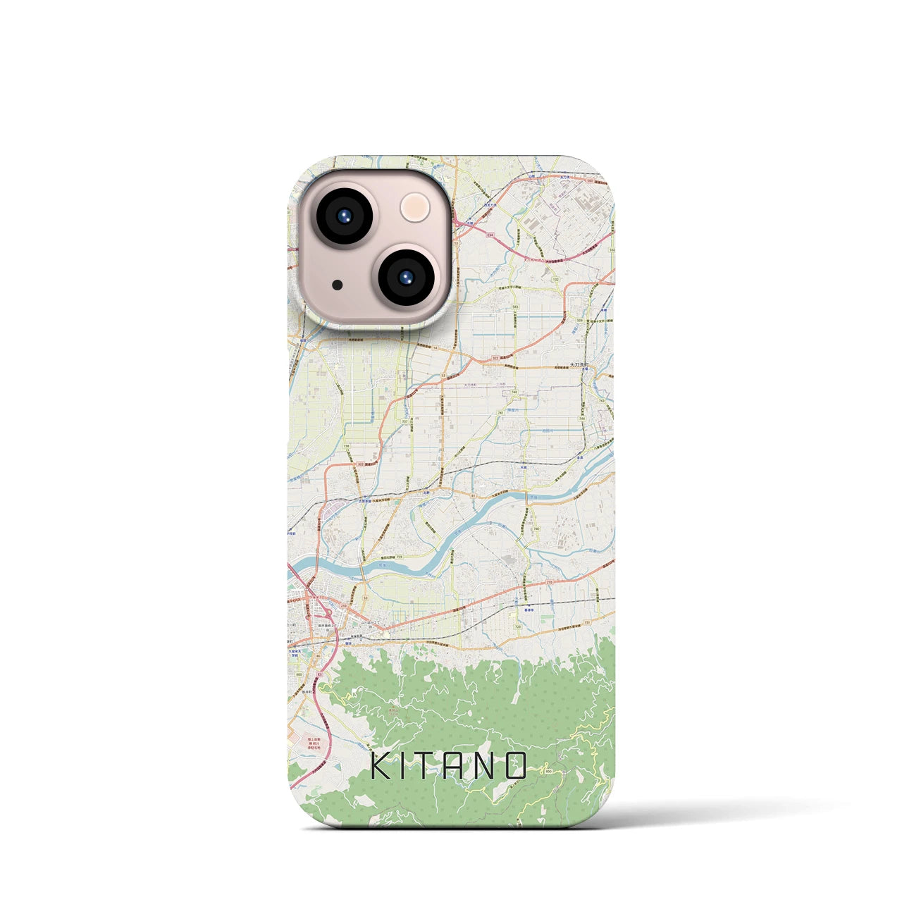 【北野】地図柄iPhoneケース（バックカバータイプ・ナチュラル）iPhone 13 mini 用