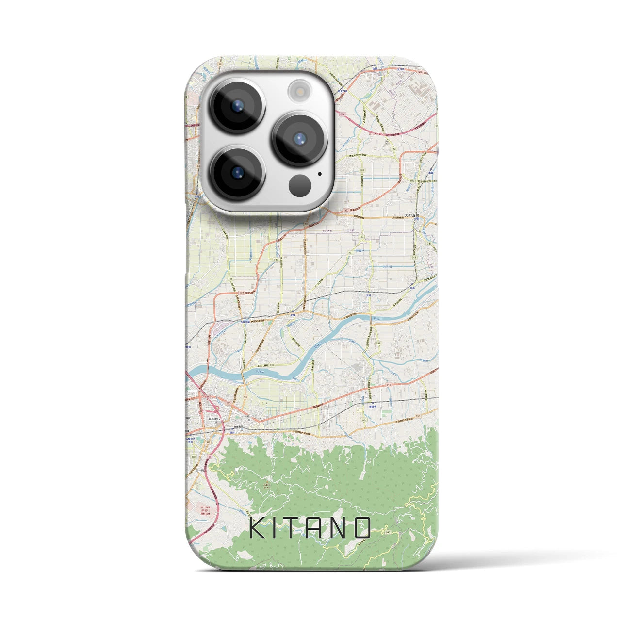 【北野】地図柄iPhoneケース（バックカバータイプ・ナチュラル）iPhone 14 Pro 用