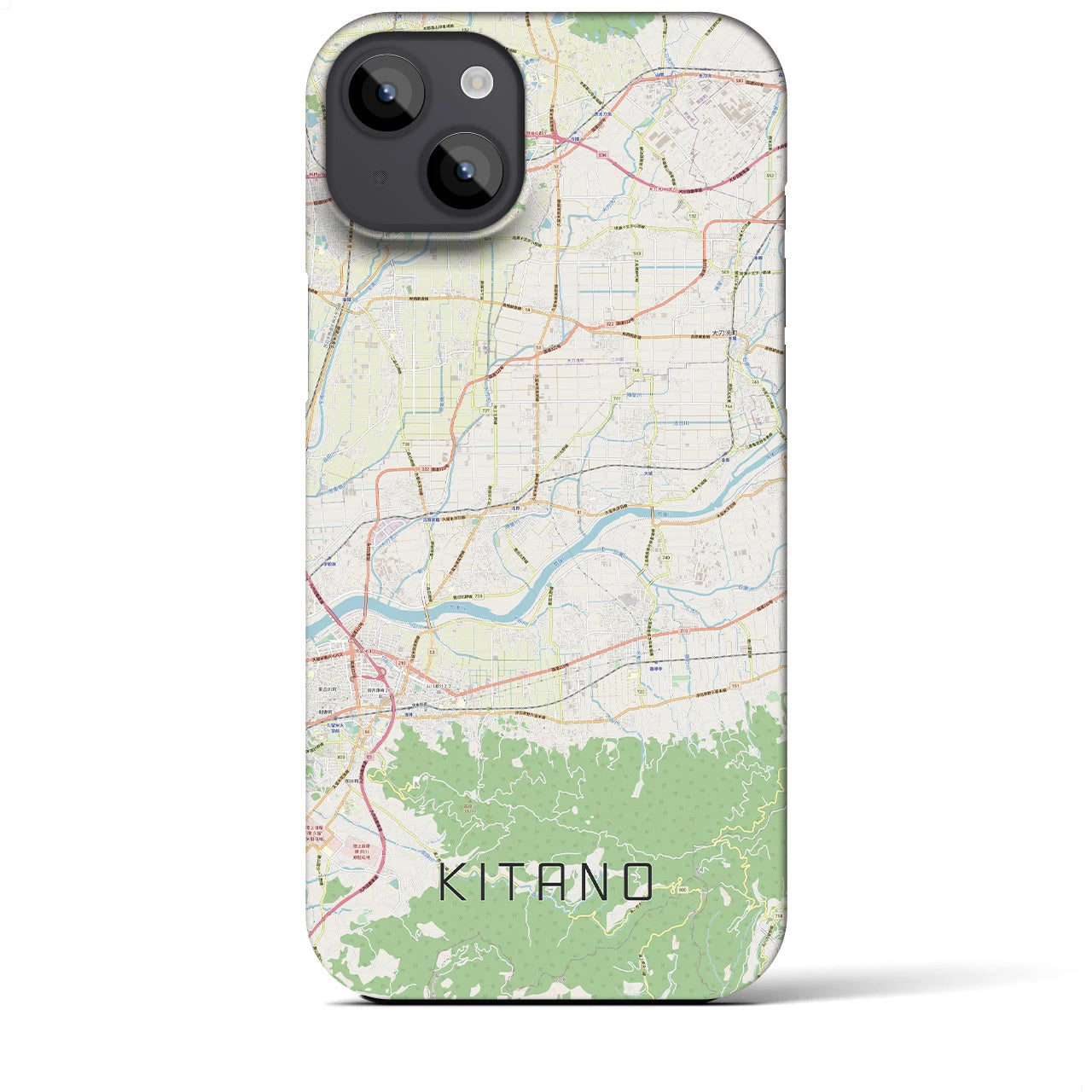【北野】地図柄iPhoneケース（バックカバータイプ・ナチュラル）iPhone 14 Plus 用