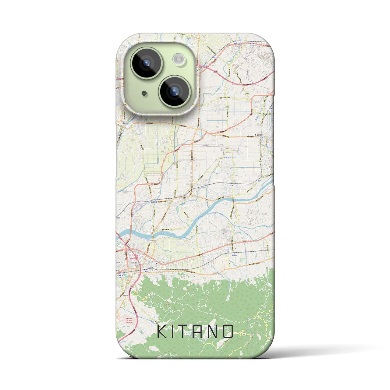 【北野】地図柄iPhoneケース（バックカバータイプ・ナチュラル）iPhone 15 用