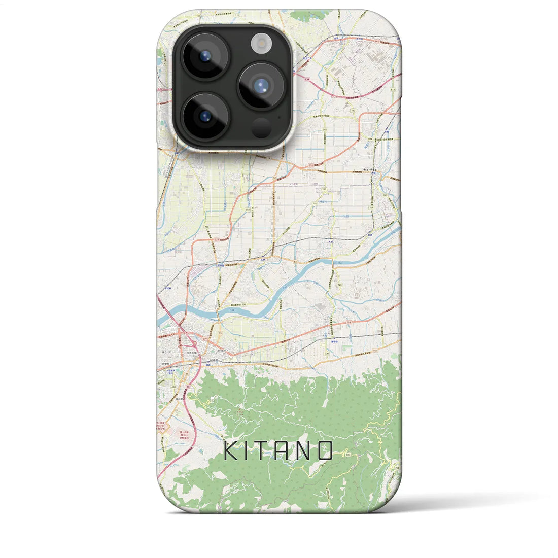 【北野】地図柄iPhoneケース（バックカバータイプ・ナチュラル）iPhone 15 Pro Max 用
