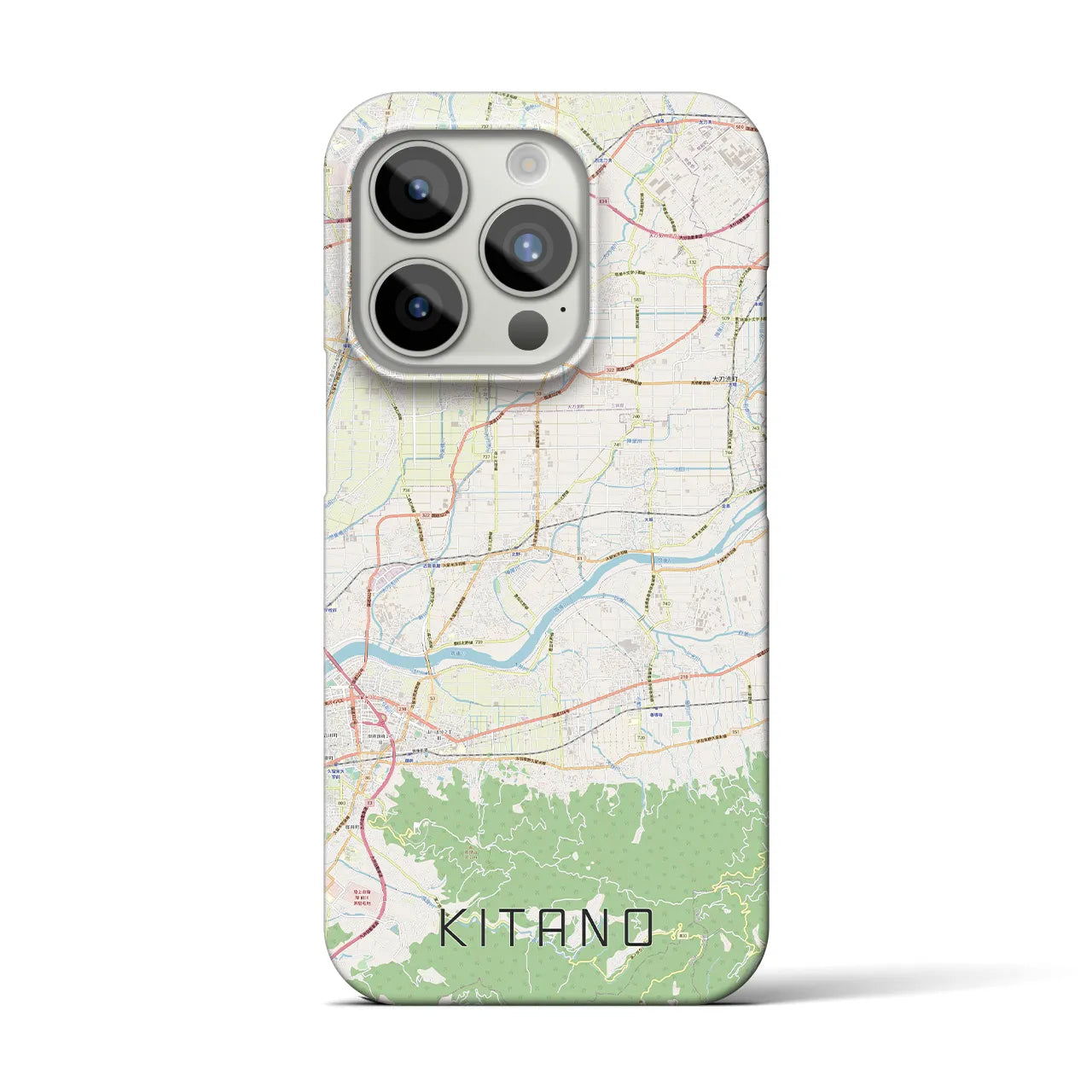 【北野】地図柄iPhoneケース（バックカバータイプ・ナチュラル）iPhone 15 Pro 用