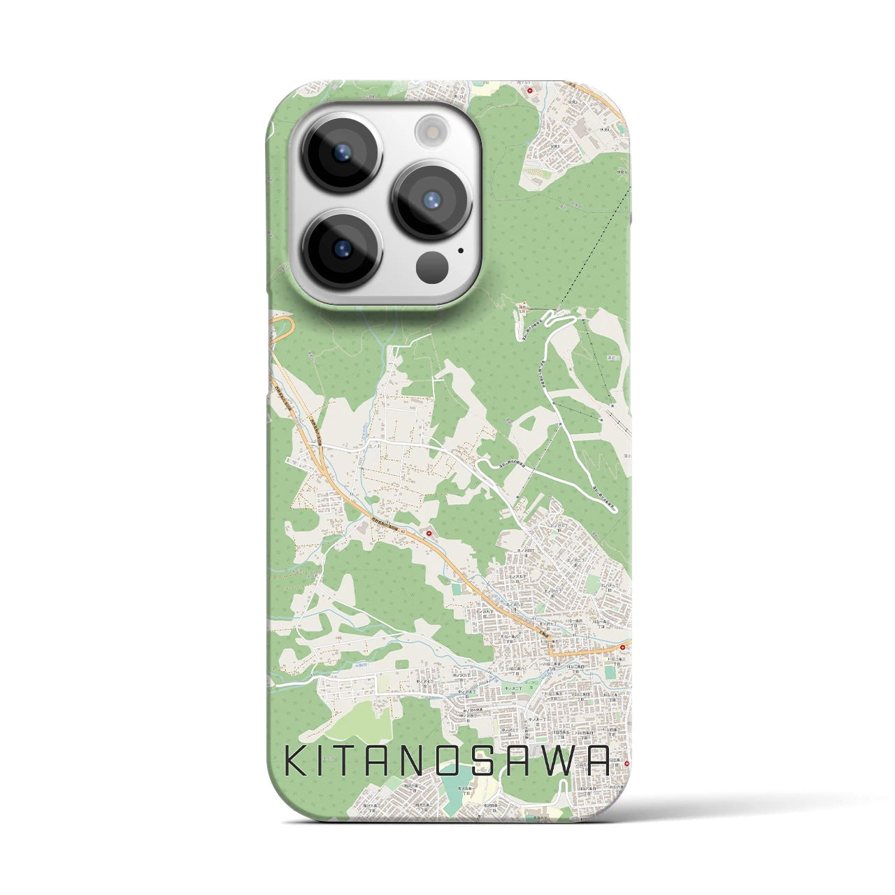 【北の沢】地図柄iPhoneケース（バックカバータイプ・ナチュラル）iPhone 14 Pro 用