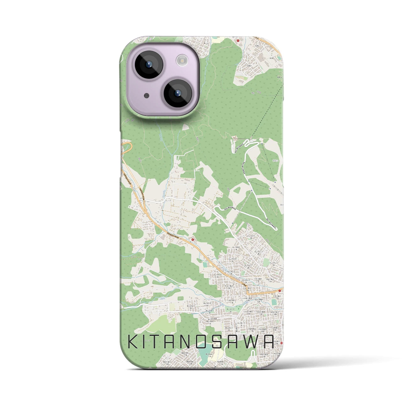 【北の沢】地図柄iPhoneケース（バックカバータイプ・ナチュラル）iPhone 14 用