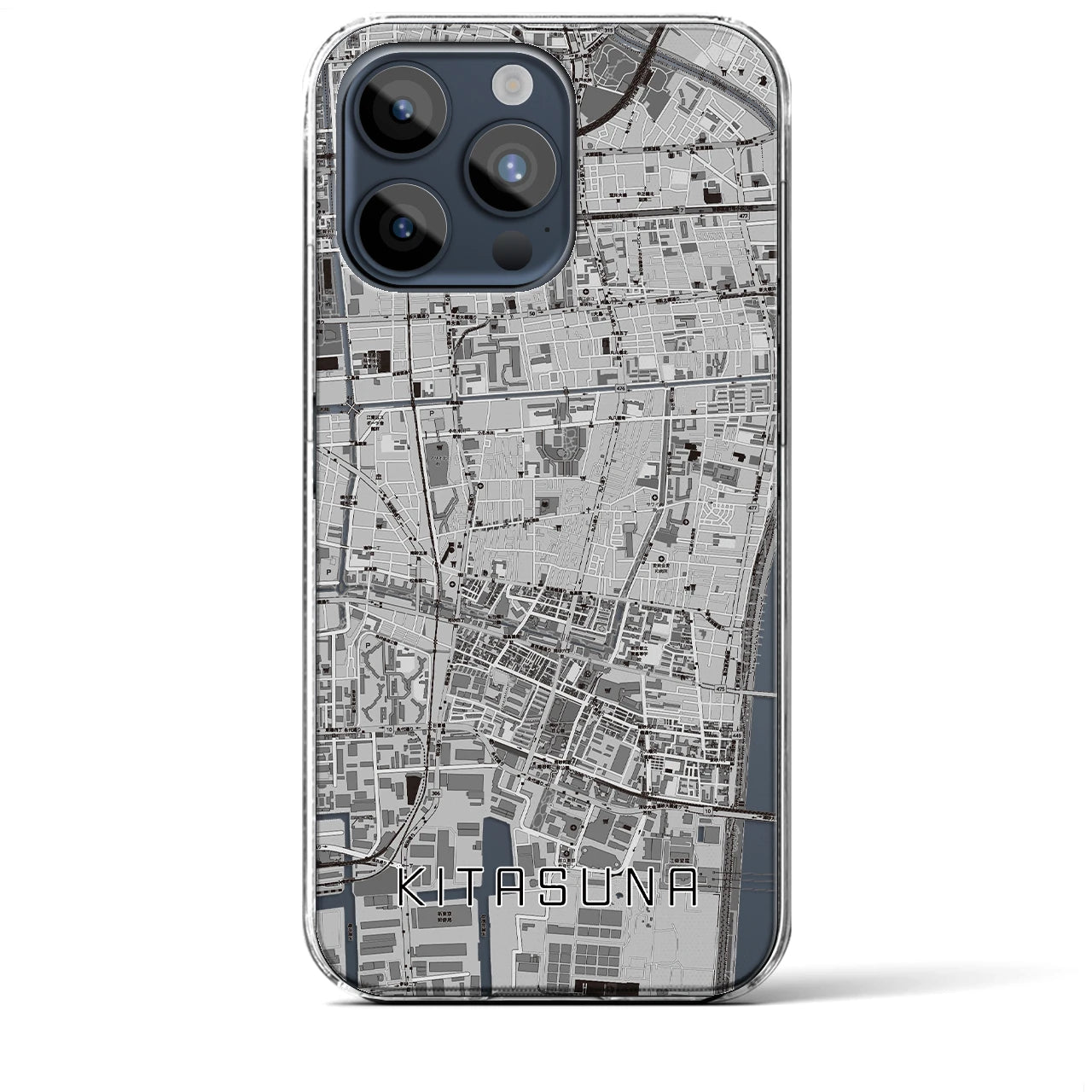 【北砂】地図柄iPhoneケース（クリアタイプ・モノトーン）iPhone 15 Pro Max 用