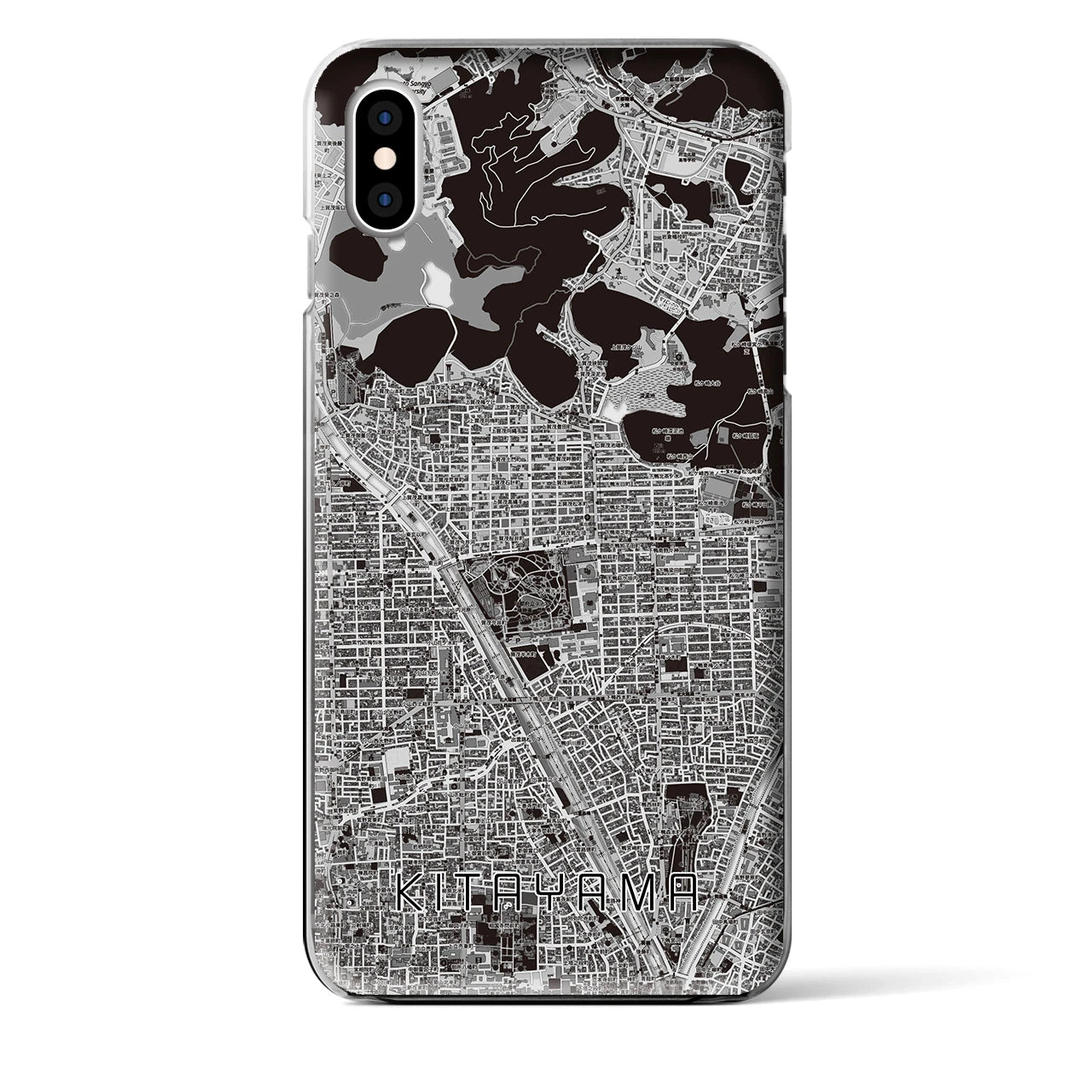 【北山】地図柄iPhoneケース（クリアタイプ・モノトーン）iPhone XS Max 用