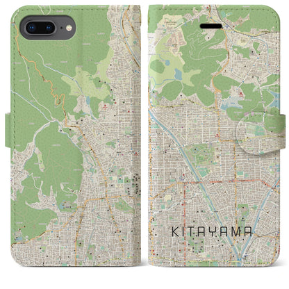【北山（京都府）】地図柄iPhoneケース（手帳タイプ）ナチュラル・iPhone 8Plus /7Plus / 6sPlus / 6Plus 用