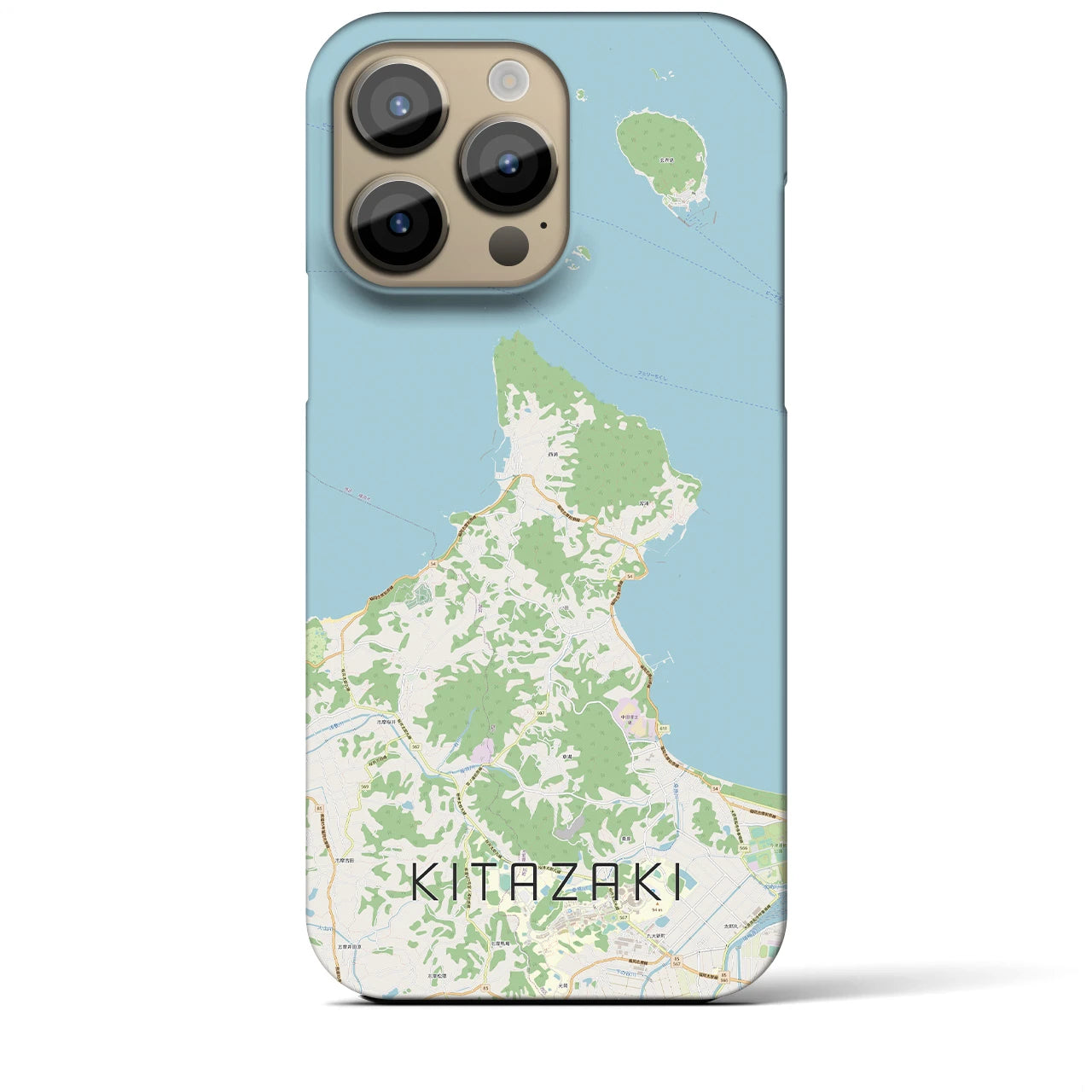 【北崎】地図柄iPhoneケース（バックカバータイプ・ナチュラル）iPhone 14 Pro Max 用